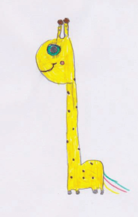 Zabawa to poważna sprawa żyrafa z kolorowym ogonem