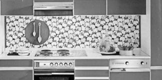 kuchnia retro vintage szara biała