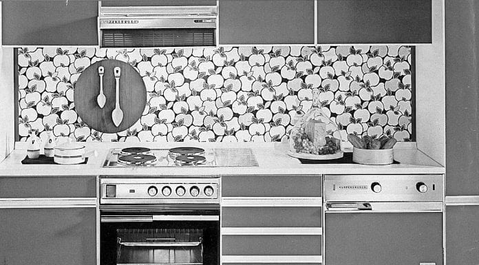kuchnia retro vintage szara biała