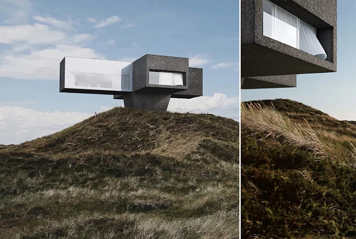Autor widmo dom nowoczesny dania drewno beton inspiracje architektura