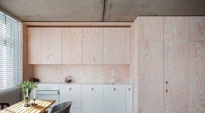 Minimalizm jako filozofia projektowania minimalizm, kuchnia-ze-sklejki-inspiracje-jadalnia