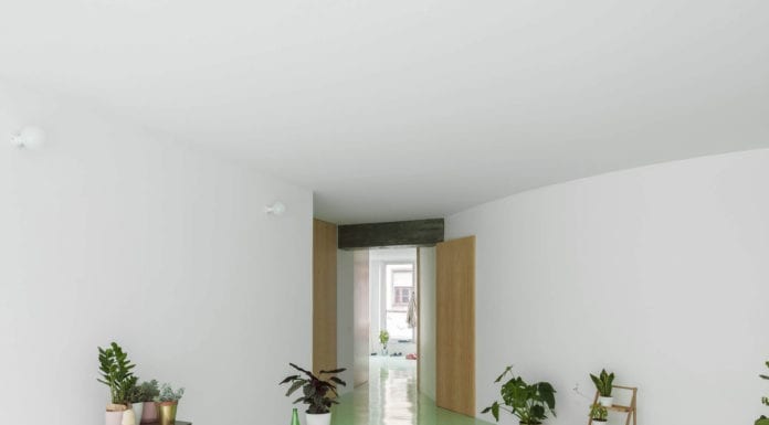 Proste wnętrze – miętowa podłoga i nic więcej białe-wnętrze-miętowa-podłoga-z-żywicy-epoksydowej-inspiracje-proste-wnętrze-rośliny-drewno-drzwi