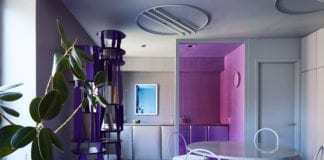 futurystyczne-wnętrze-fiolet-szarość-inspiacje-kuchnia-anekt-salon