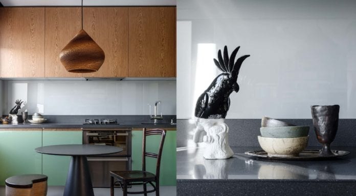 Nietypowe wnętrze dla młodej studentki nietypowe-wnętrze-inspiracje-kuchnia-zielone-fronty-fornir-stół-jadalnia