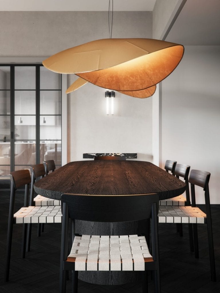 hiszpańskie-wnętrze-apartament-studio-o-stół-jadalnia-projekt-lampa-krzesło
